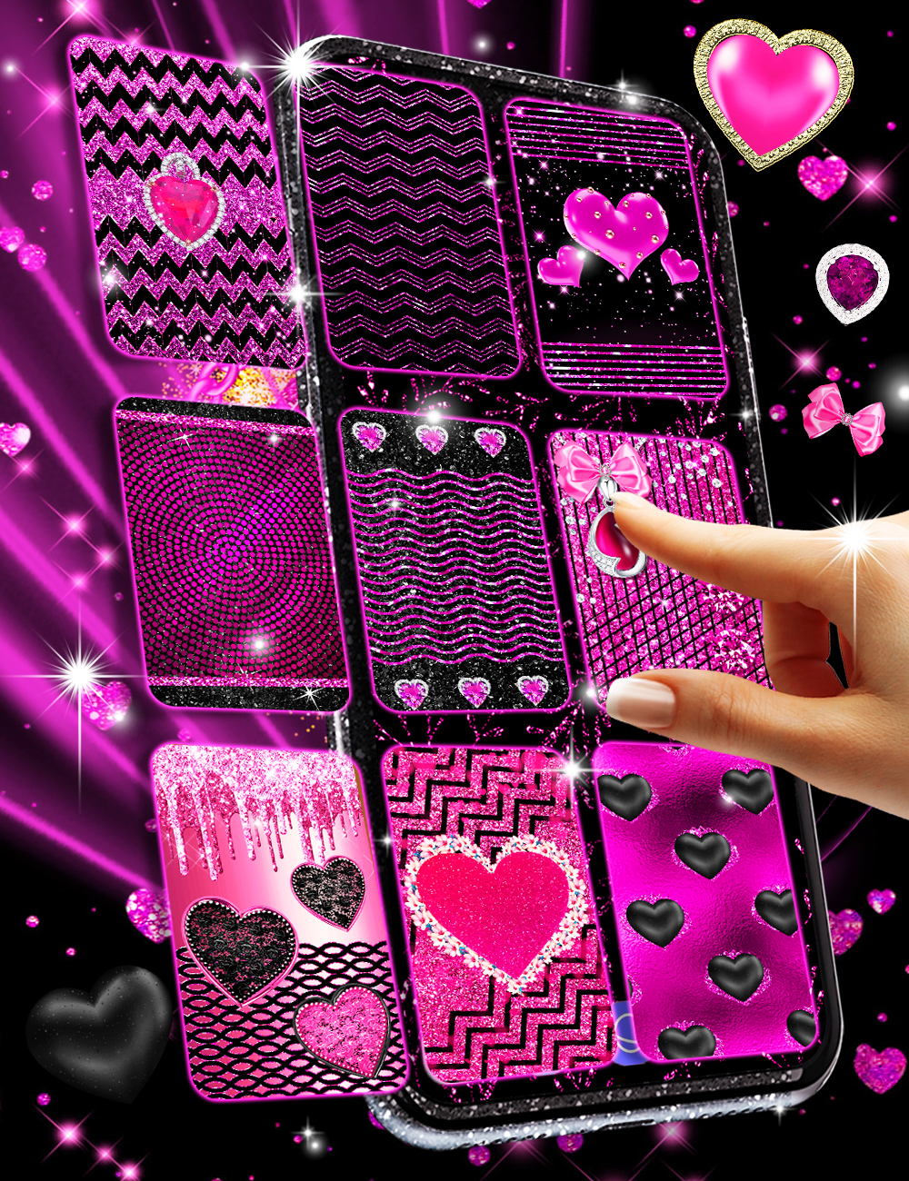 اسکرین شات 2 برنامه Black pink glitter wallpapers