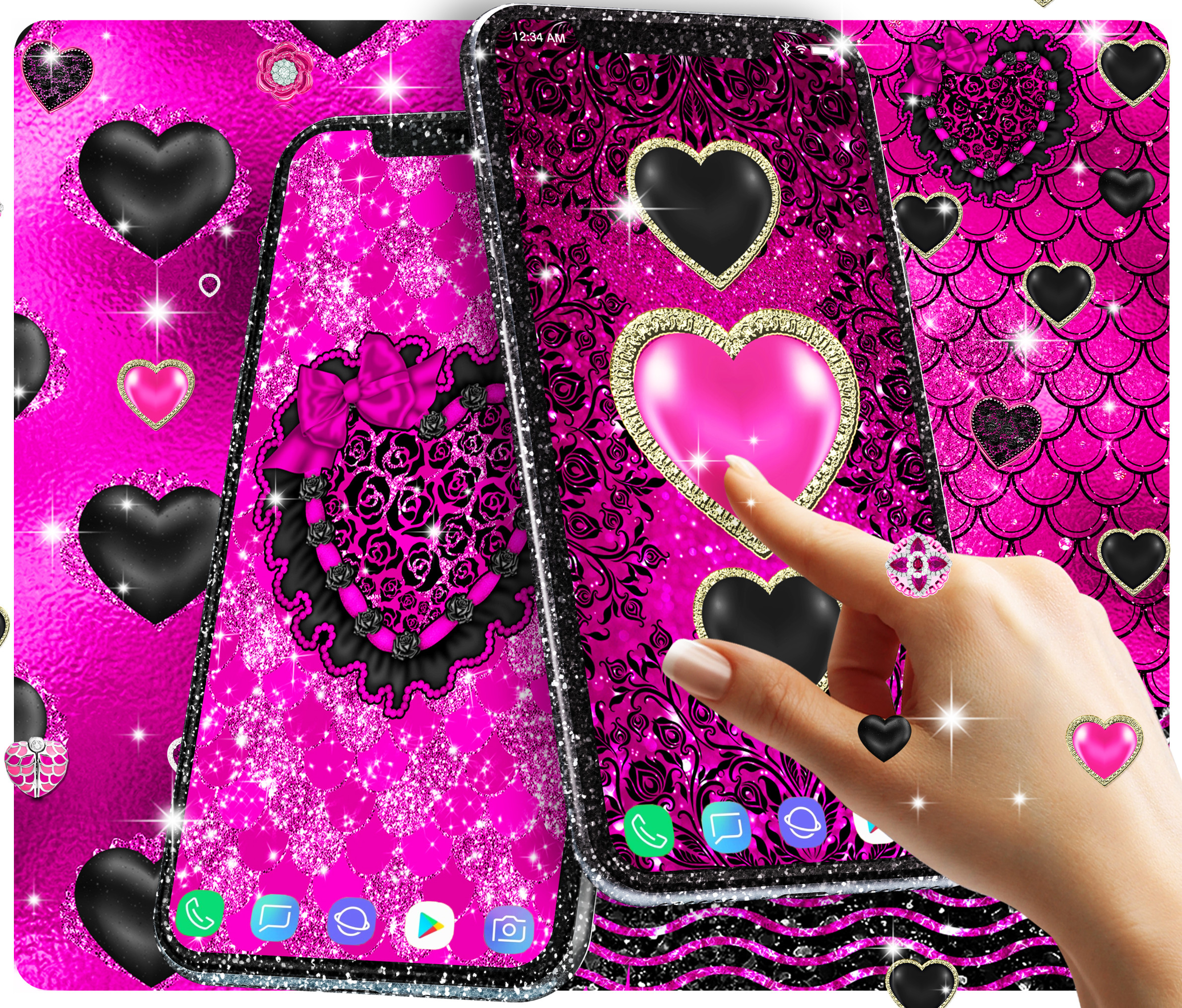 اسکرین شات 4 برنامه Black pink glitter wallpapers