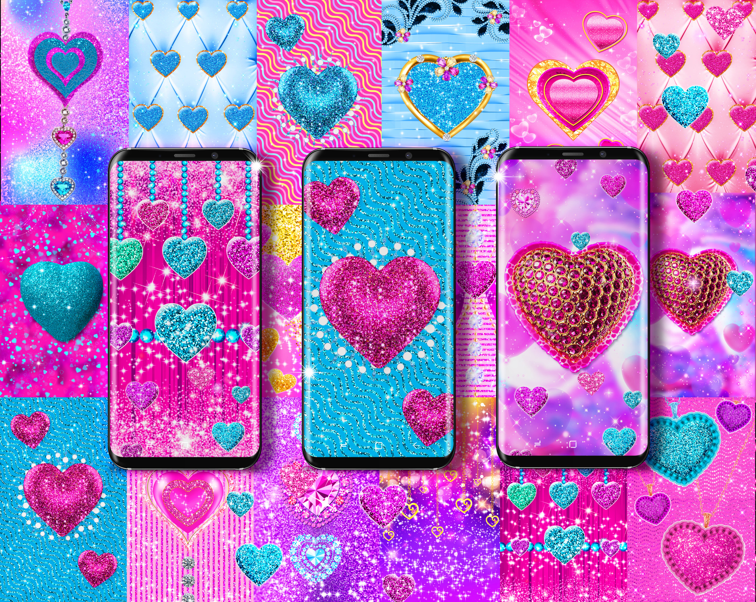 اسکرین شات 1 برنامه Glitter hearts live wallpaper