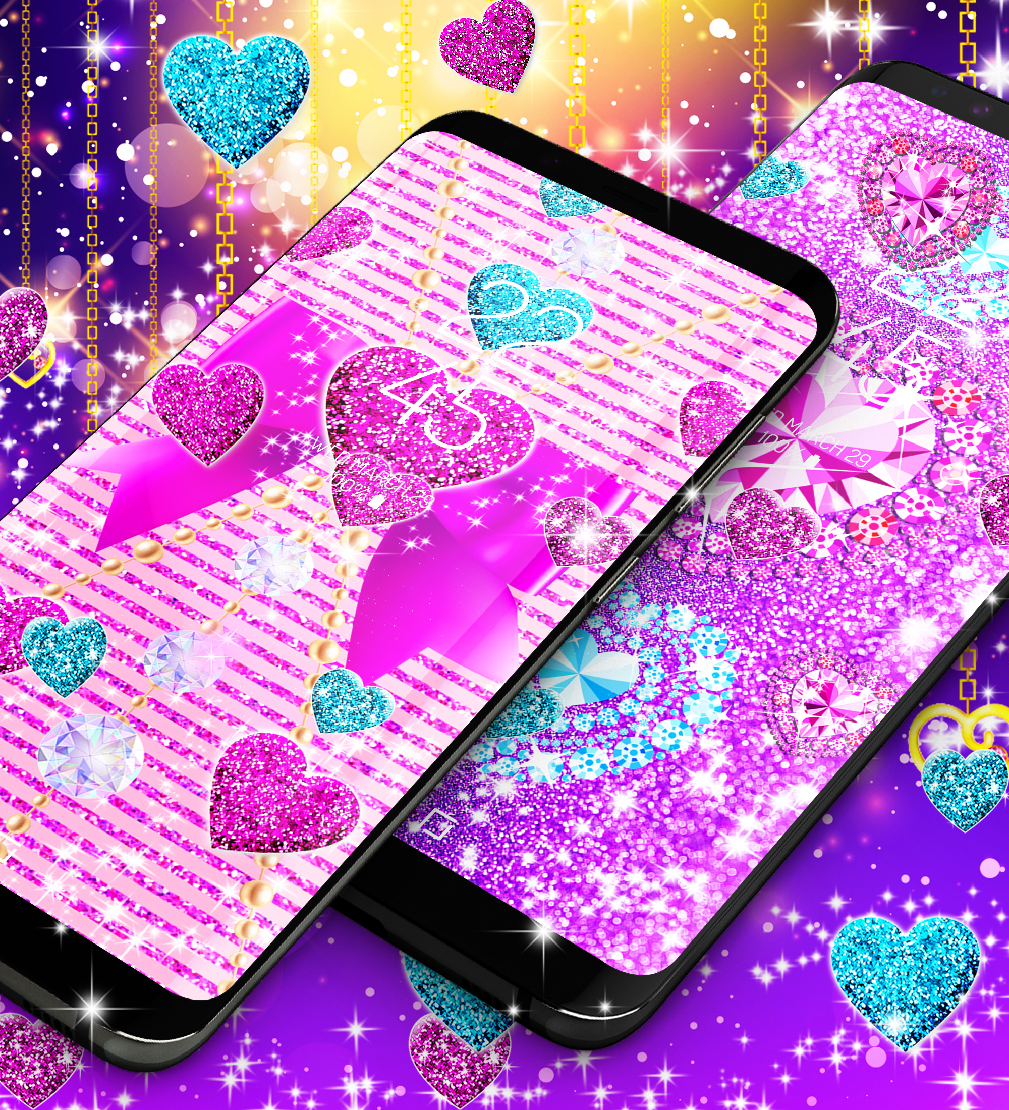 اسکرین شات 7 برنامه Glitter hearts live wallpaper