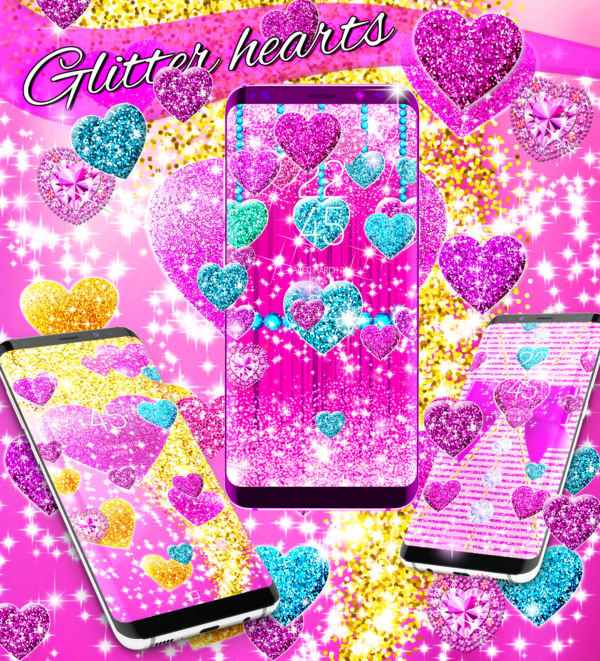 اسکرین شات 8 برنامه Glitter hearts live wallpaper