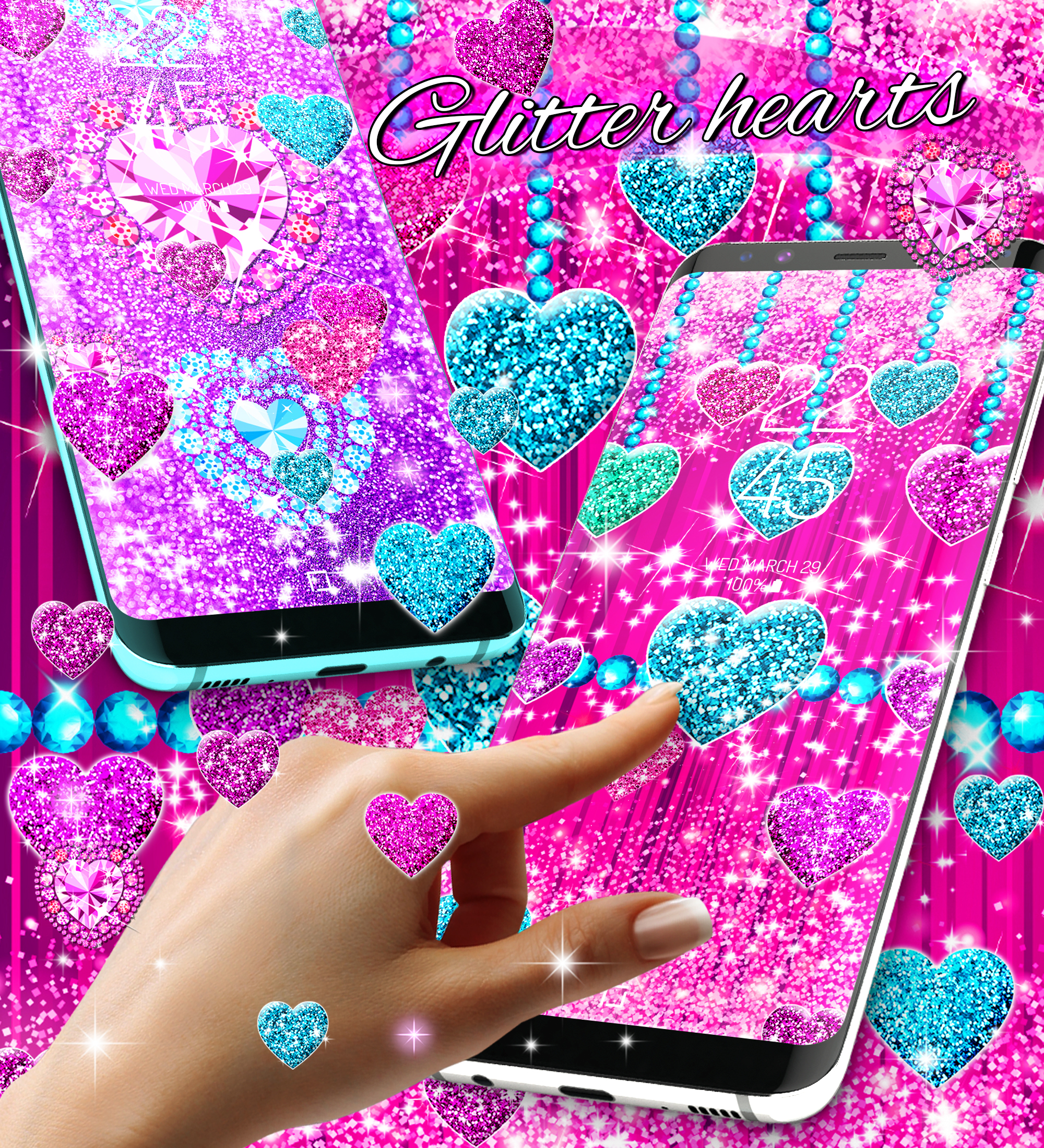 اسکرین شات 4 برنامه Glitter hearts live wallpaper
