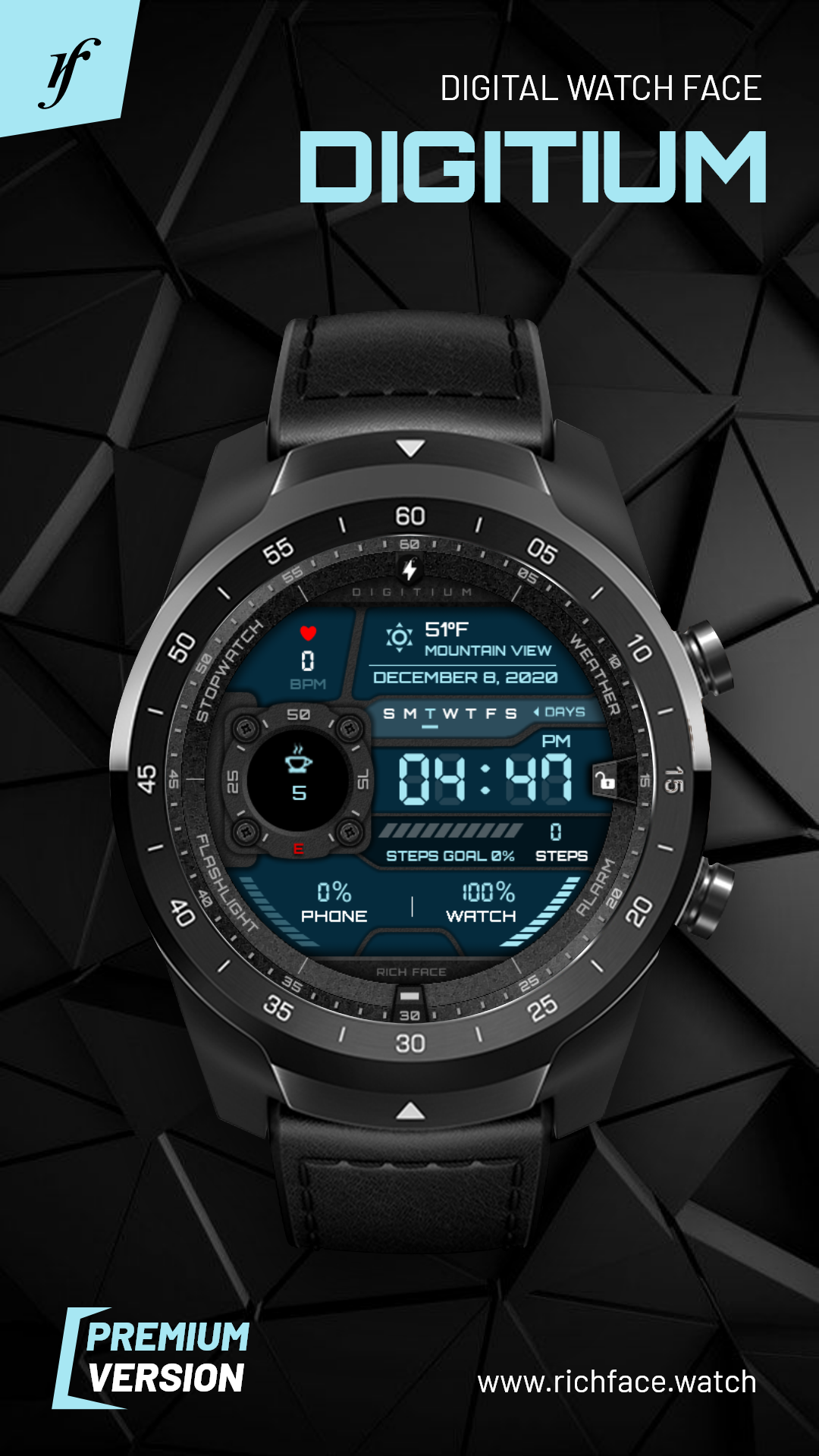 اسکرین شات 1 برنامه Digitium Watch Face