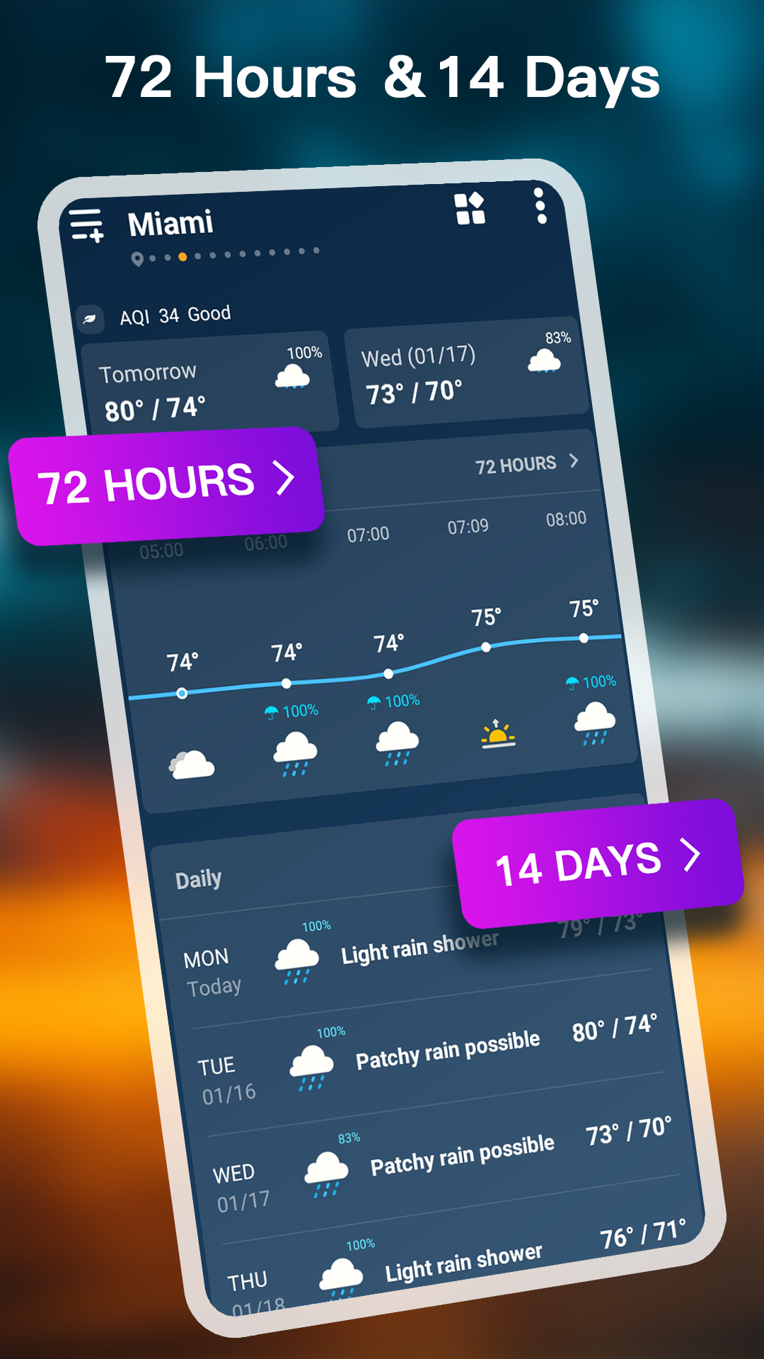 اسکرین شات 2 برنامه Weather - Accurate Weather App