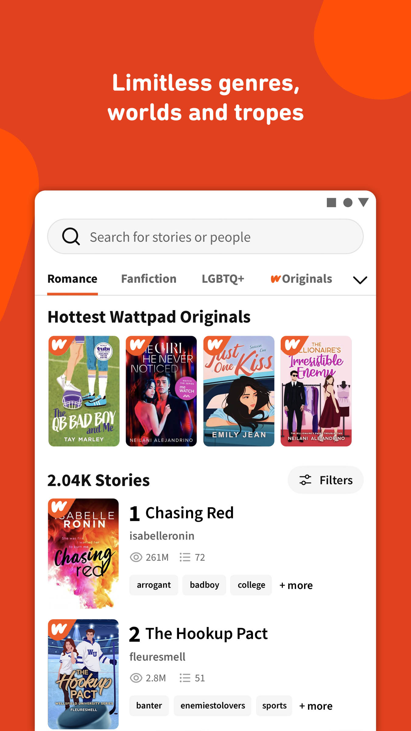 اسکرین شات 3 برنامه Wattpad - Read & Write Stories