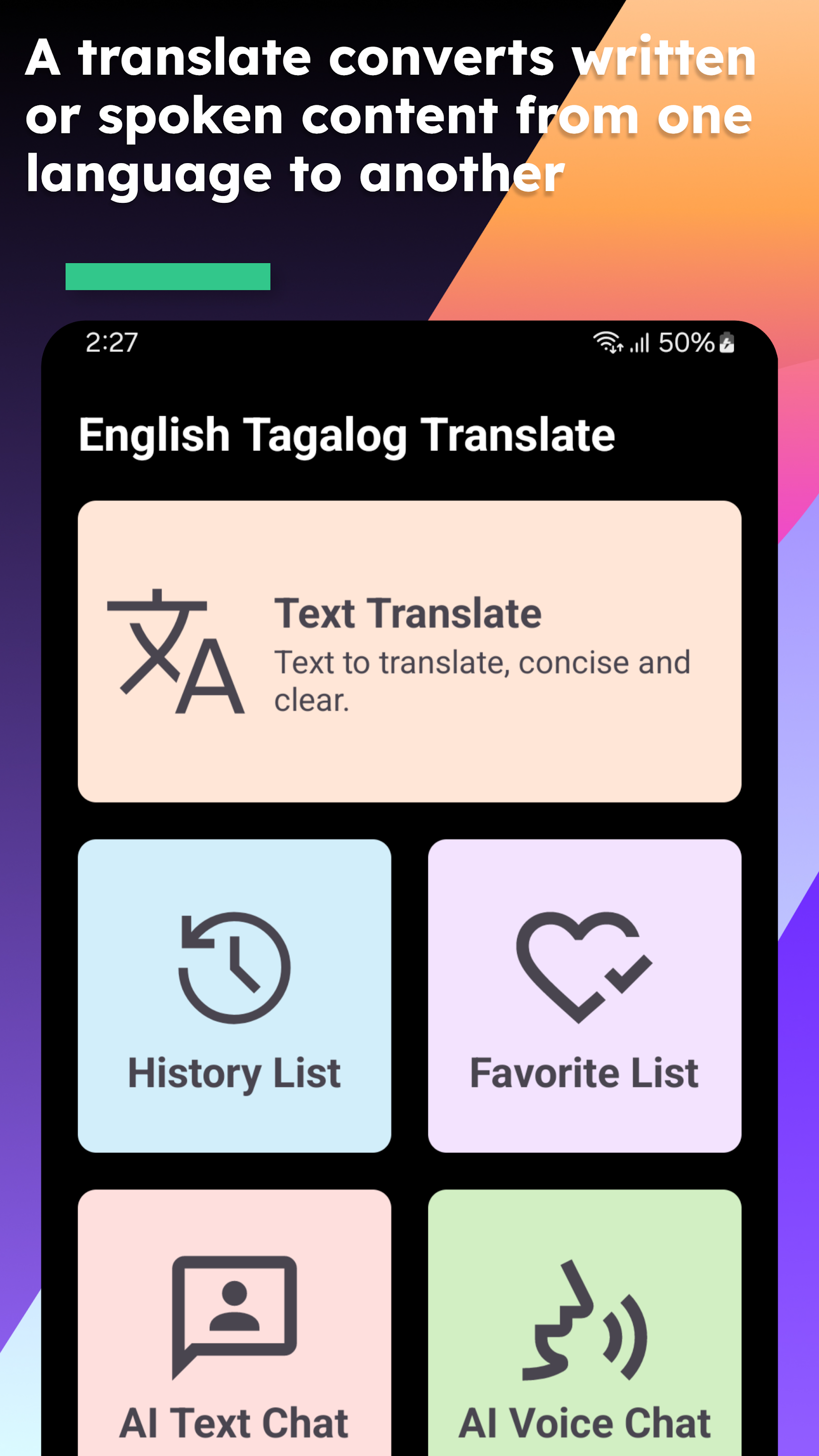 اسکرین شات 2 برنامه English Tagalog Translate