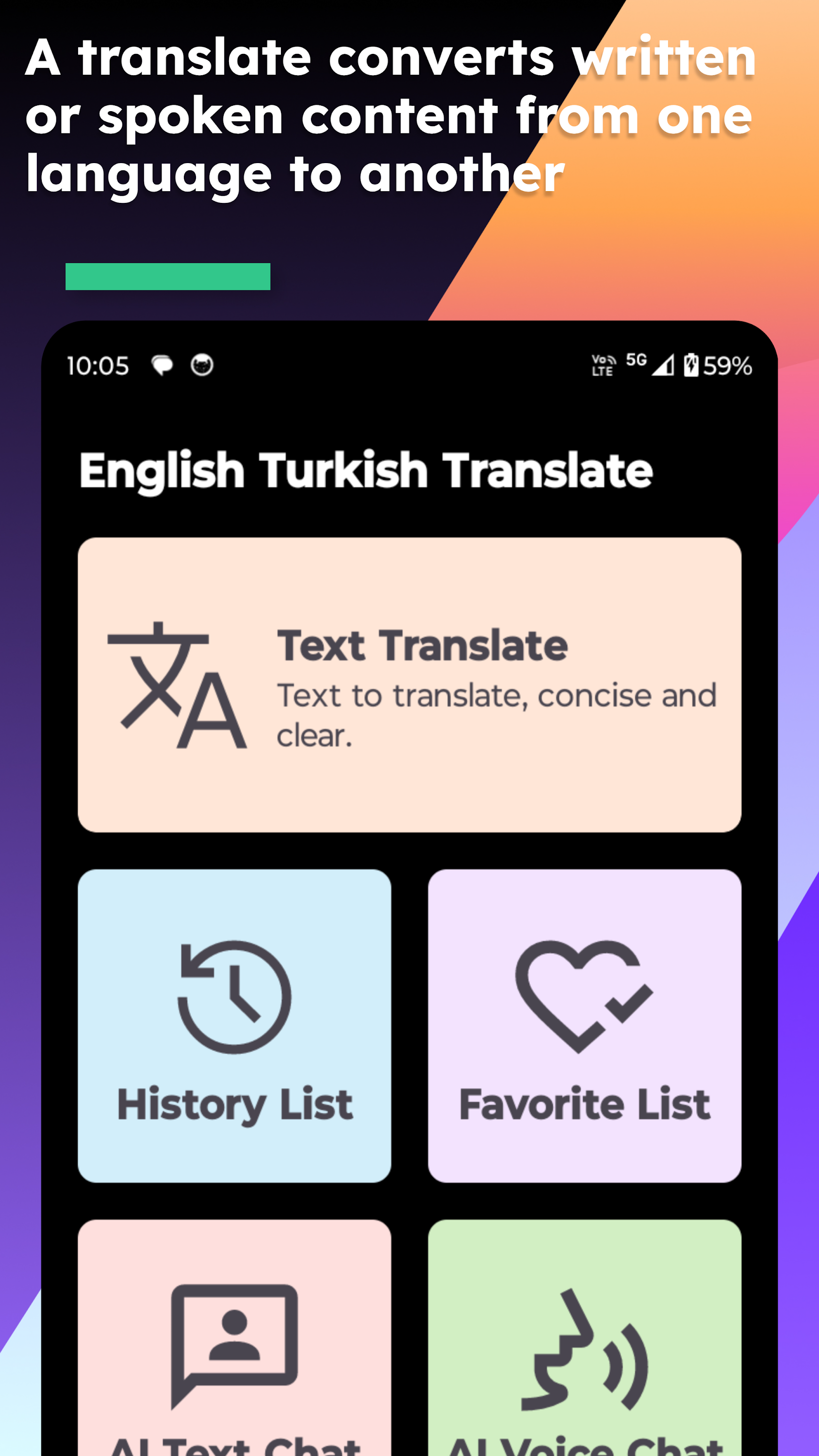 اسکرین شات 2 برنامه English Turkish Translate