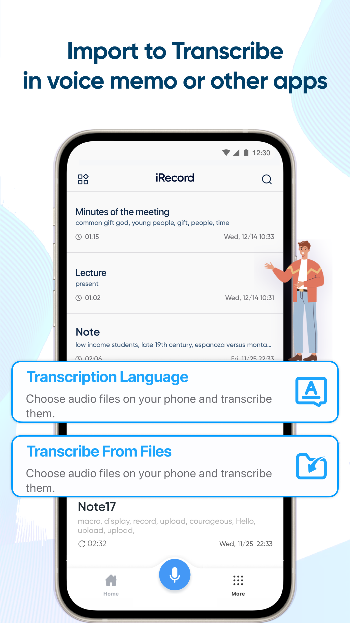 اسکرین شات 2 برنامه iRecord: Transcribe Voice Note