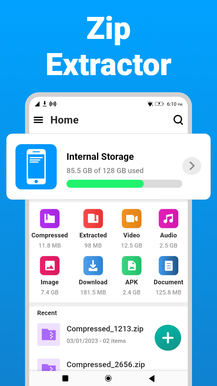 اسکرین شات 1 برنامه Zip Extractor - UnZIP, UnRAR