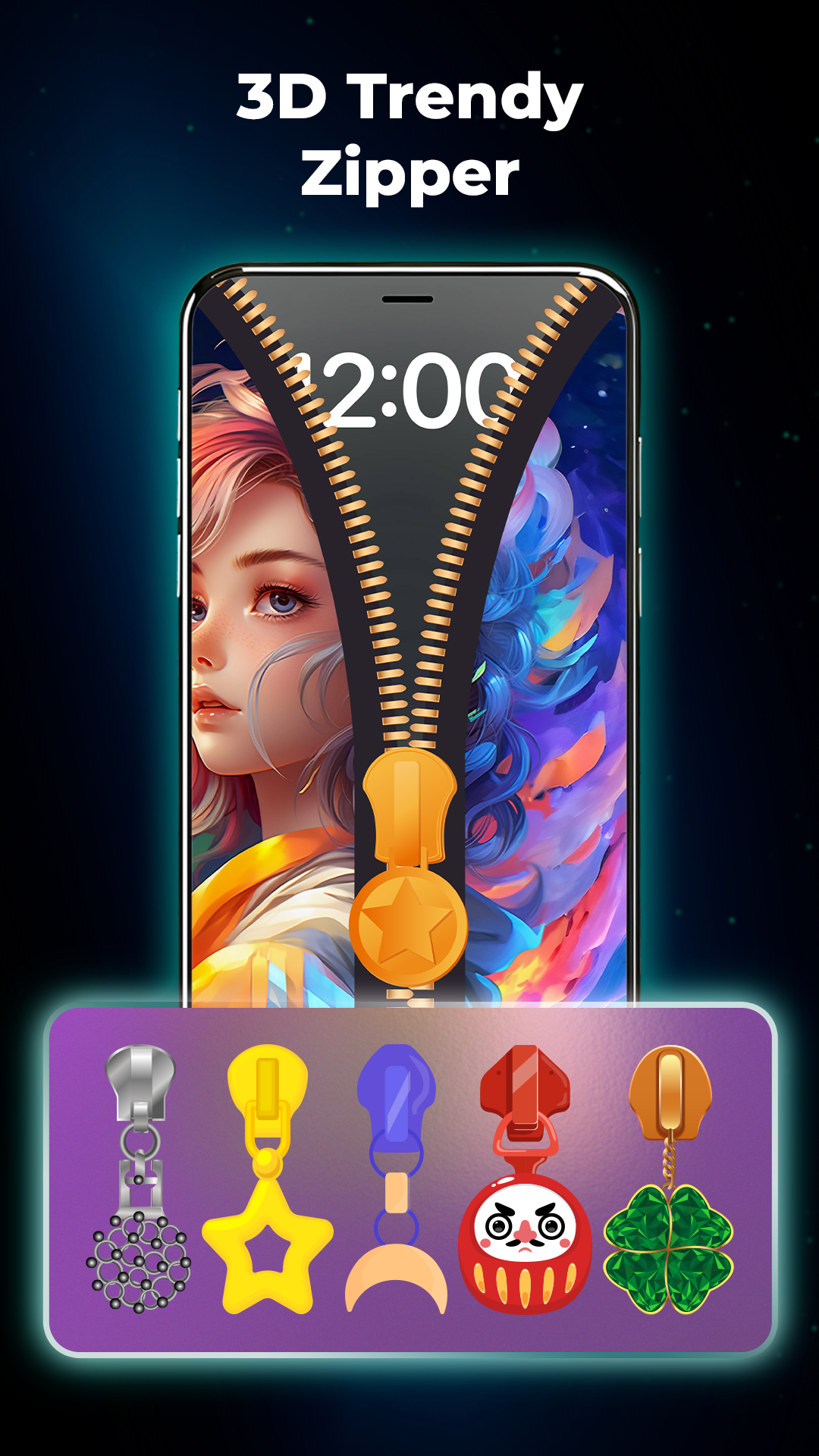 اسکرین شات 3 برنامه Zipper Lock Screen Wallpaper
