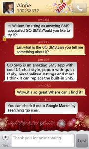 اسکرین شات برنامه GO SMS New Year Theme - Red 1