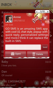 اسکرین شات برنامه GO SMS New Year Theme - Red 2