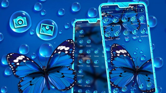 اسکرین شات 3 برنامه Blue Butterfly Launcher Theme