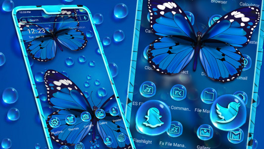 اسکرین شات 1 برنامه Blue Butterfly Launcher Theme