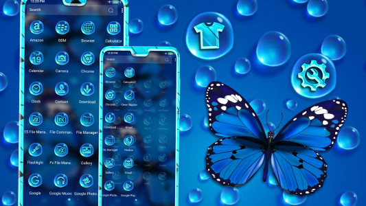 اسکرین شات 2 برنامه Blue Butterfly Launcher Theme
