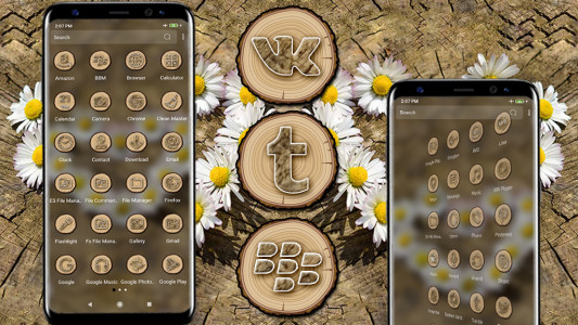اسکرین شات 2 برنامه Flower Heart Wooden Theme