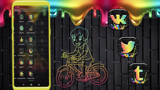 اسکرین شات 2 برنامه Neon Bicycle Launcher Theme