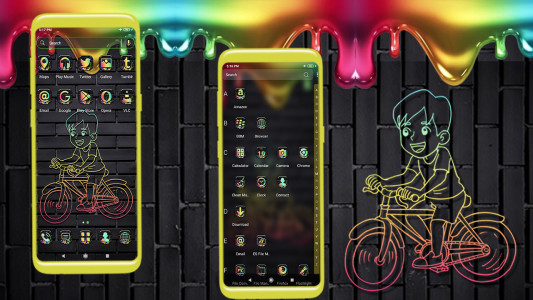 اسکرین شات 3 برنامه Neon Bicycle Launcher Theme