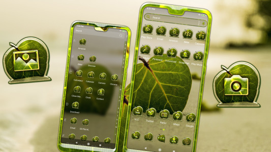 اسکرین شات 3 برنامه Sand Leaf Launcher Theme
