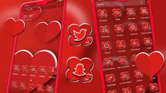 اسکرین شات 1 برنامه Valentine Red Heart Theme