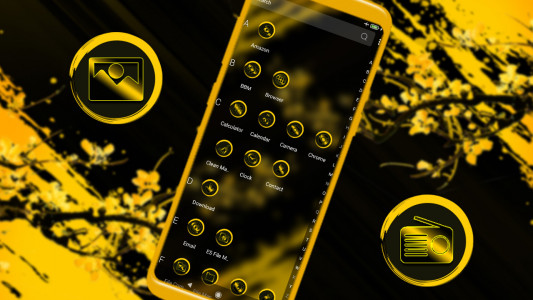 اسکرین شات 3 برنامه Yellow Black Flower Theme
