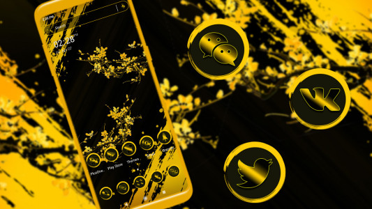 اسکرین شات 1 برنامه Yellow Black Flower Theme