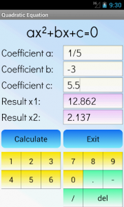 اسکرین شات برنامه Quadratic Equation Solver 1
