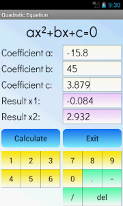 اسکرین شات برنامه Quadratic Equation Solver 3