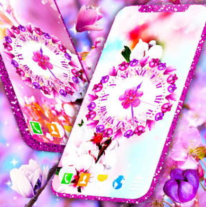 اسکرین شات برنامه Blossoms Clocks 🌼 Flower Watch Wallpaper 1