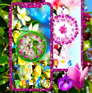 اسکرین شات برنامه Blossoms Clocks 🌼 Flower Watch Wallpaper 5