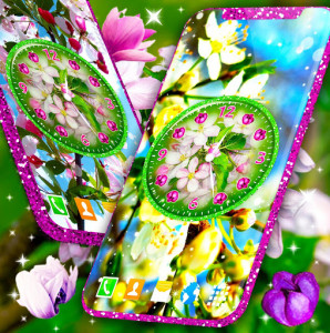 اسکرین شات برنامه Blossoms Clocks 🌼 Flower Watch Wallpaper 4