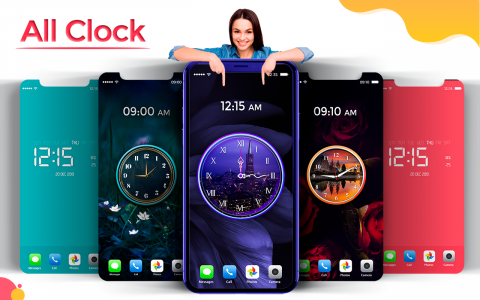 اسکرین شات 1 برنامه Digital Live Clock wallpaper