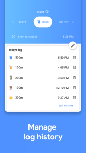 اسکرین شات 5 برنامه Drink Water Reminder & Tracker