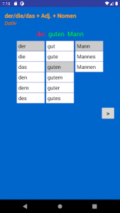 اسکرین شات برنامه German Adjective Endings 3