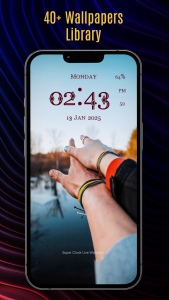 اسکرین شات 5 برنامه Super Digital Clock Wallpaper