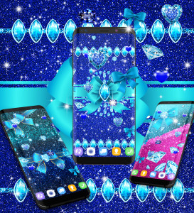 اسکرین شات 5 برنامه Blue glitter diamond wallpaper