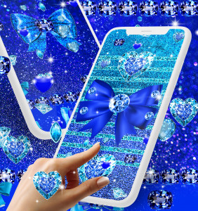 اسکرین شات 3 برنامه Blue glitter diamond wallpaper