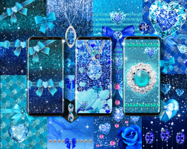 اسکرین شات 1 برنامه Blue glitter diamond wallpaper