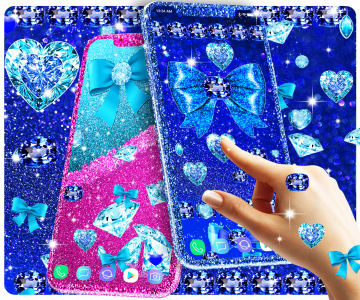 اسکرین شات 2 برنامه Blue glitter diamond wallpaper