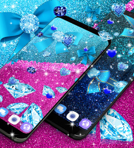 اسکرین شات 4 برنامه Blue glitter diamond wallpaper