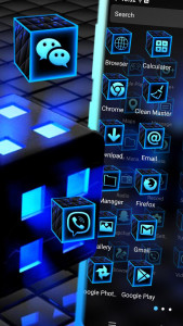 اسکرین شات برنامه Blue Neon 3D Cube Theme 3