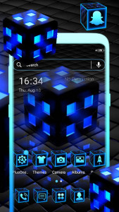 اسکرین شات برنامه Blue Neon 3D Cube Theme 1