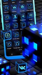 اسکرین شات برنامه Blue Neon 3D Cube Theme 2