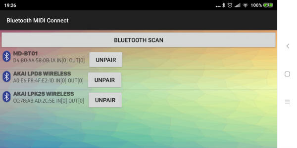 اسکرین شات برنامه Bluetooth MIDI Connect 3