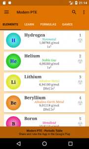 اسکرین شات برنامه Periodic Table of Elements - Modern PTE 1