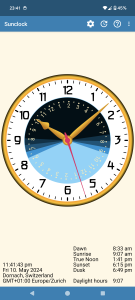 اسکرین شات برنامه Sunclock: Sunrise Sunset Clock 2