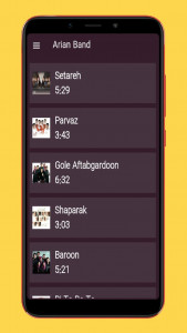 اسکرین شات برنامه آهنگ های گروه آریان 2