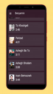 اسکرین شات برنامه آهنگ های بنیامین 3