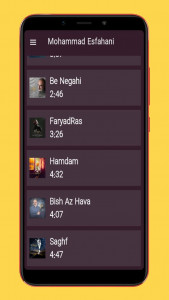 اسکرین شات برنامه آهنگ های محمد اصفهانی 2