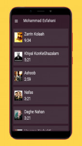 اسکرین شات برنامه آهنگ های محمد اصفهانی 4